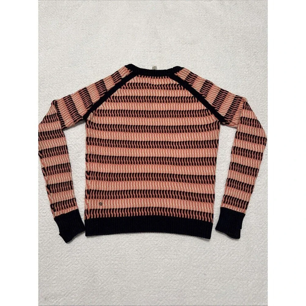 LULULEMON Devi Crew Knit Sweater Sz 4 Cotton Plum Peach Naval Blue $118